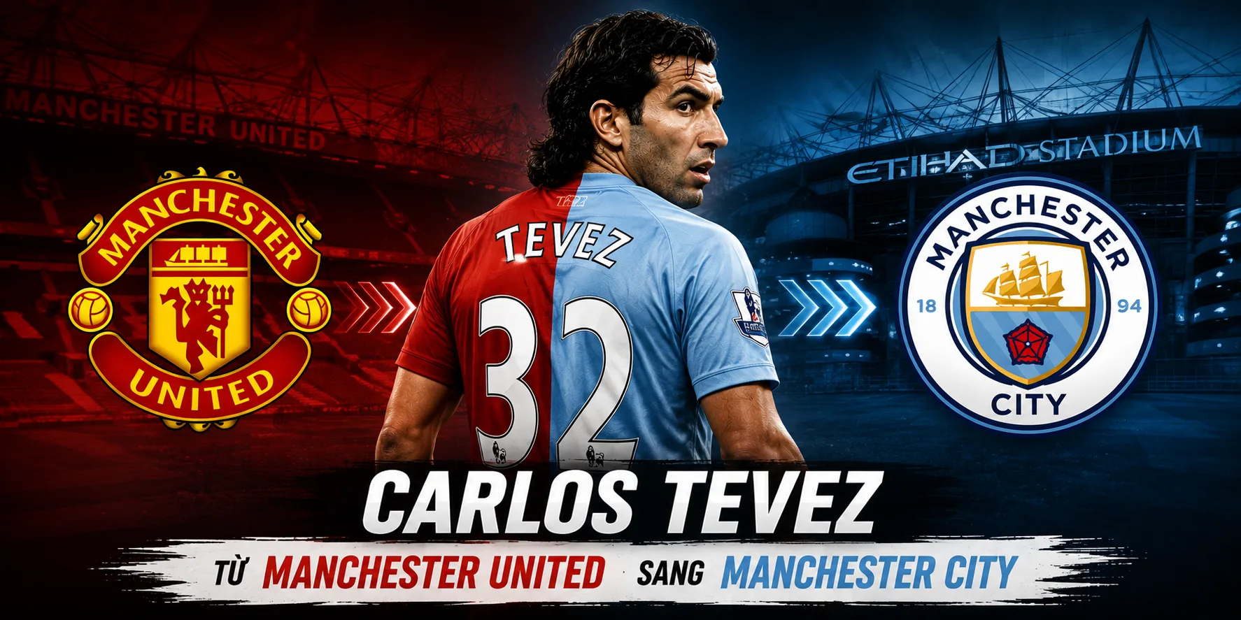 Carlos Tevez từ Manchester United sang Manchester City