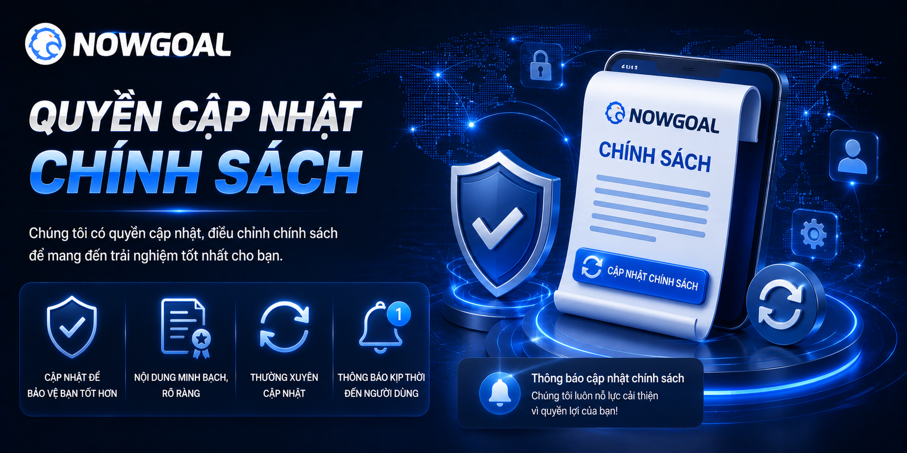 Cập nhật chính sách bảo mật NOWGOAL